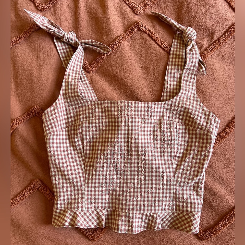 Cropped gingham top xs